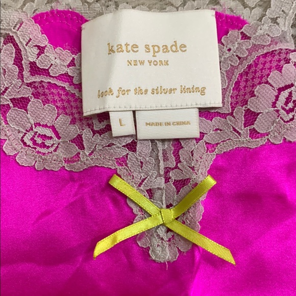 Y2K kate spade Hot Pink Chemise with Beige Lace Large - Picture 2 of 11